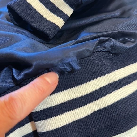 Yankees Vintage Bomber Jacket small navy snap coat vintage classic - Picture 12 of 14